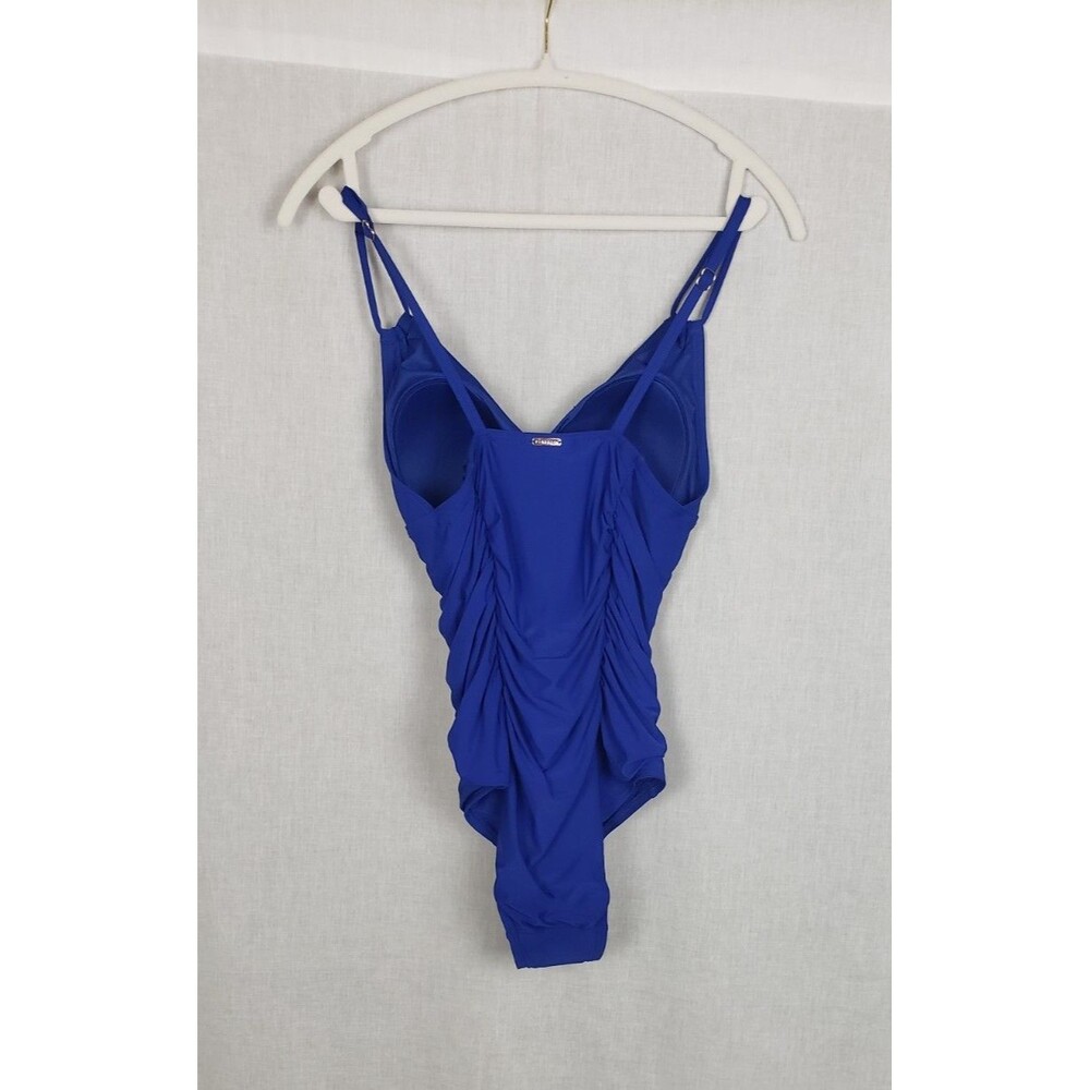 Calvin Klein Ruched One-Piece Swimsuit Royal Blue 8 Beach Resort Vacation Sexy - Picture 2 of 6